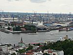Blick vom Hamburger Michl auf den Hamburger Hafen